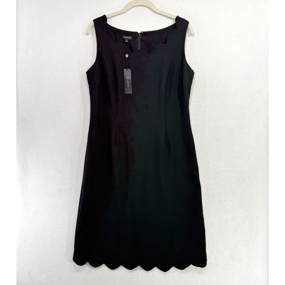 Talbots Dress Women 8 Black Sheath Scalloped Sleeveless Elegant Preppy Classic - Picture 1 of 14